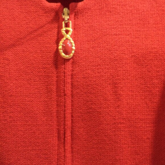 St. John RED Knit Jacket ~ Gold-tone Zip Closure New with Tags $995 `Size:Small - Picture 2 of 15